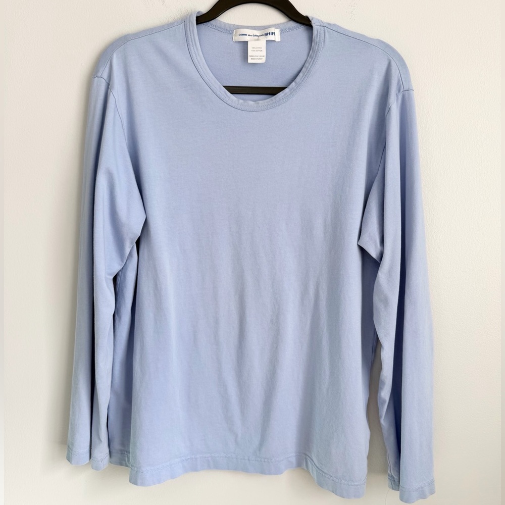 COMME DES GARCONS SHIRT Size L • Light Blue Long Sleeve Classic Tee Tshirt.